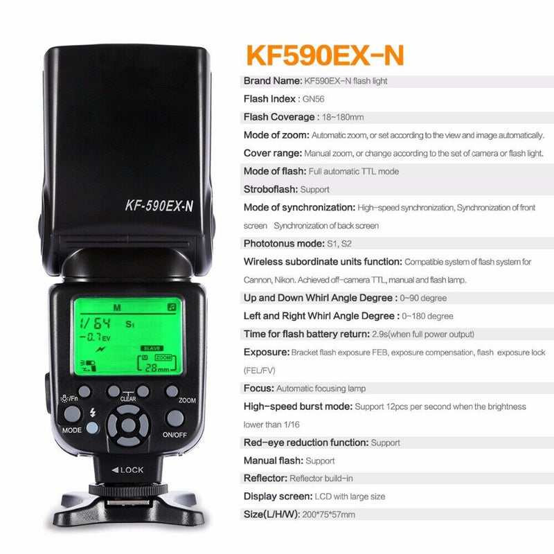 K&F Concept KF590EX-N Wireless TTL Speedlite Master Speedlight Flash for Nikon