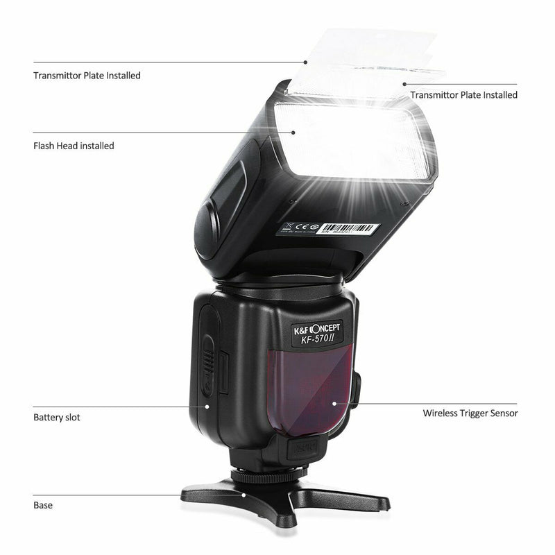 K&F Concept Flash KF-570 II Speedlite LCD Display for Canon and Nikon Camera