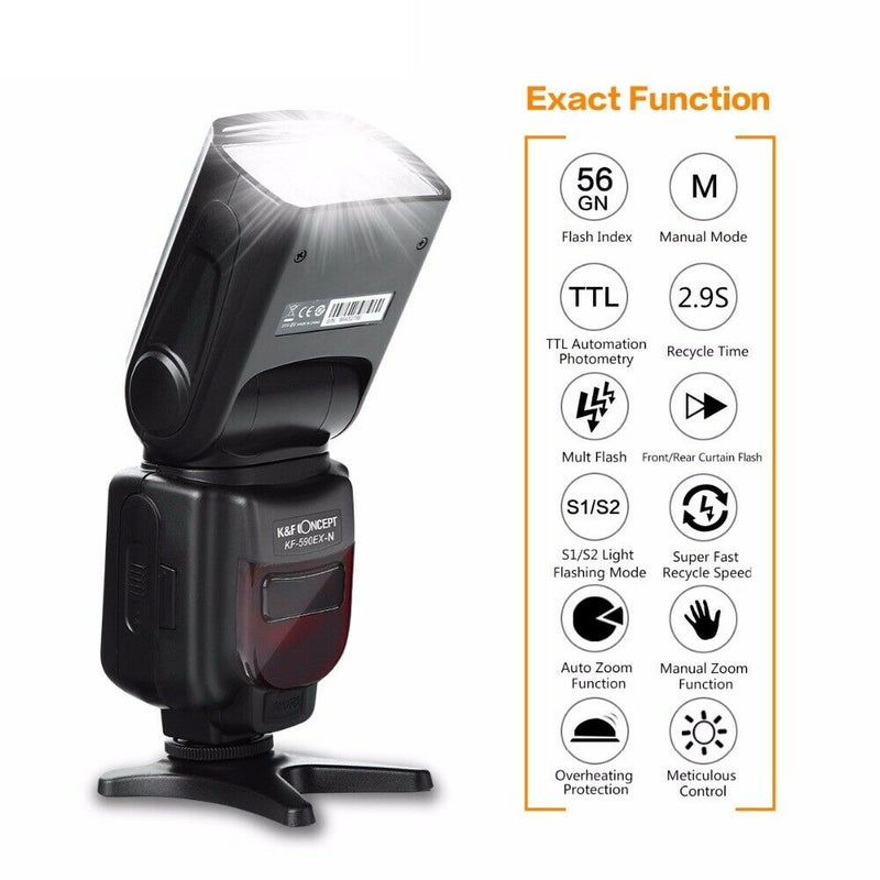 K&F Concept KF590EX-N Wireless TTL Speedlite Master Speedlight Flash for Nikon