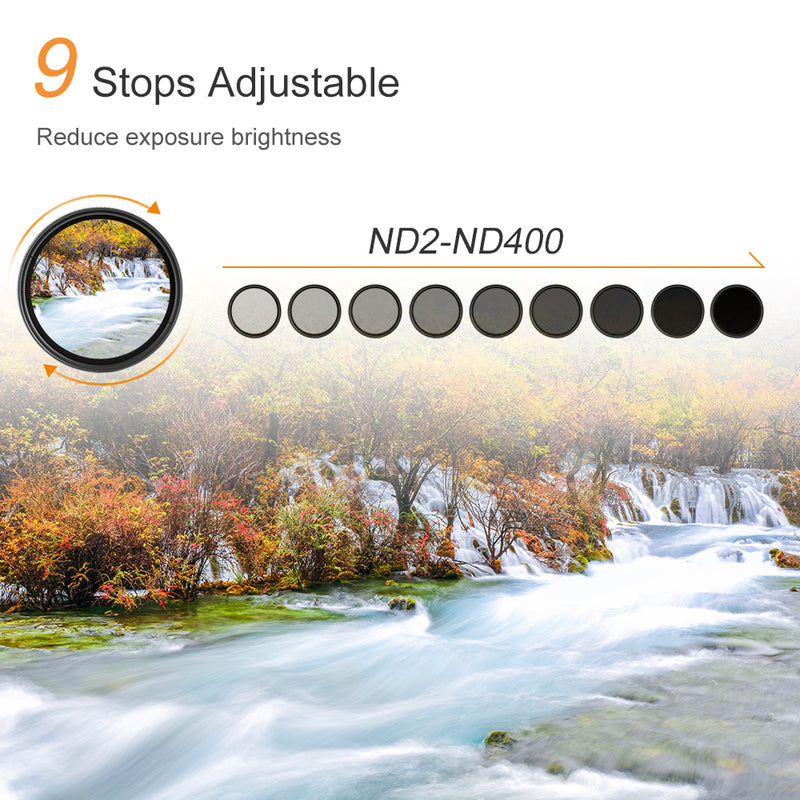 K&F Concept 52mm ND Fader Filter Neutral Density Variable Adjustable ND2 ND400