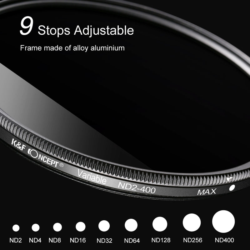 K&F Concept 52mm ND Fader Filter Neutral Density Variable Adjustable ND2 ND400